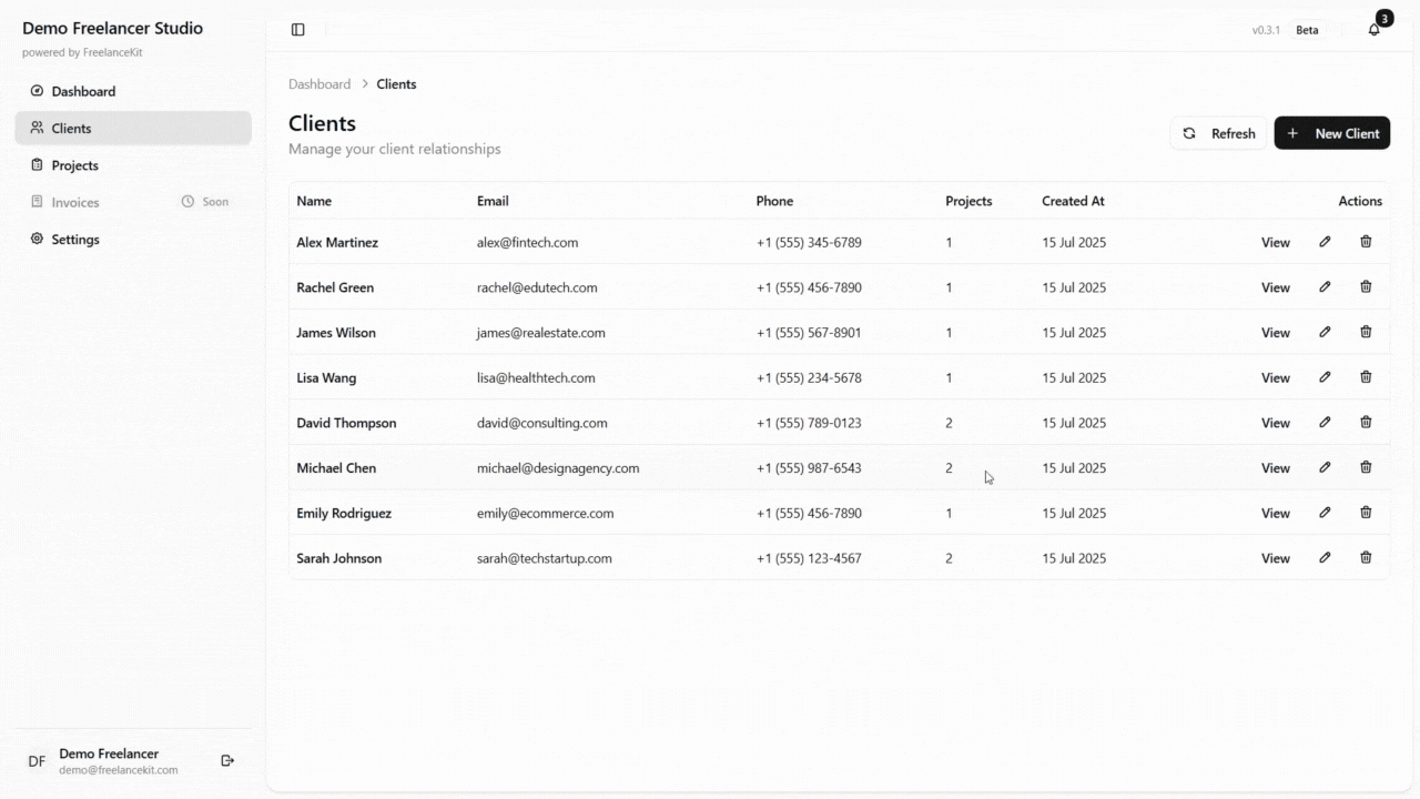 Client management demo